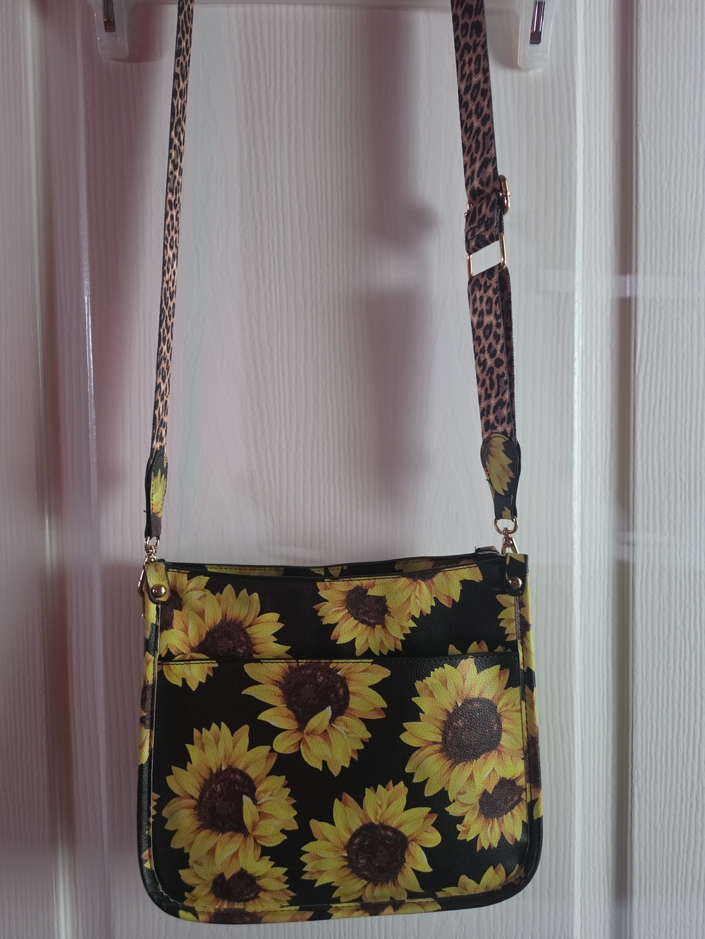 Sunflower Print Crossbody Bag in Yellow and Black